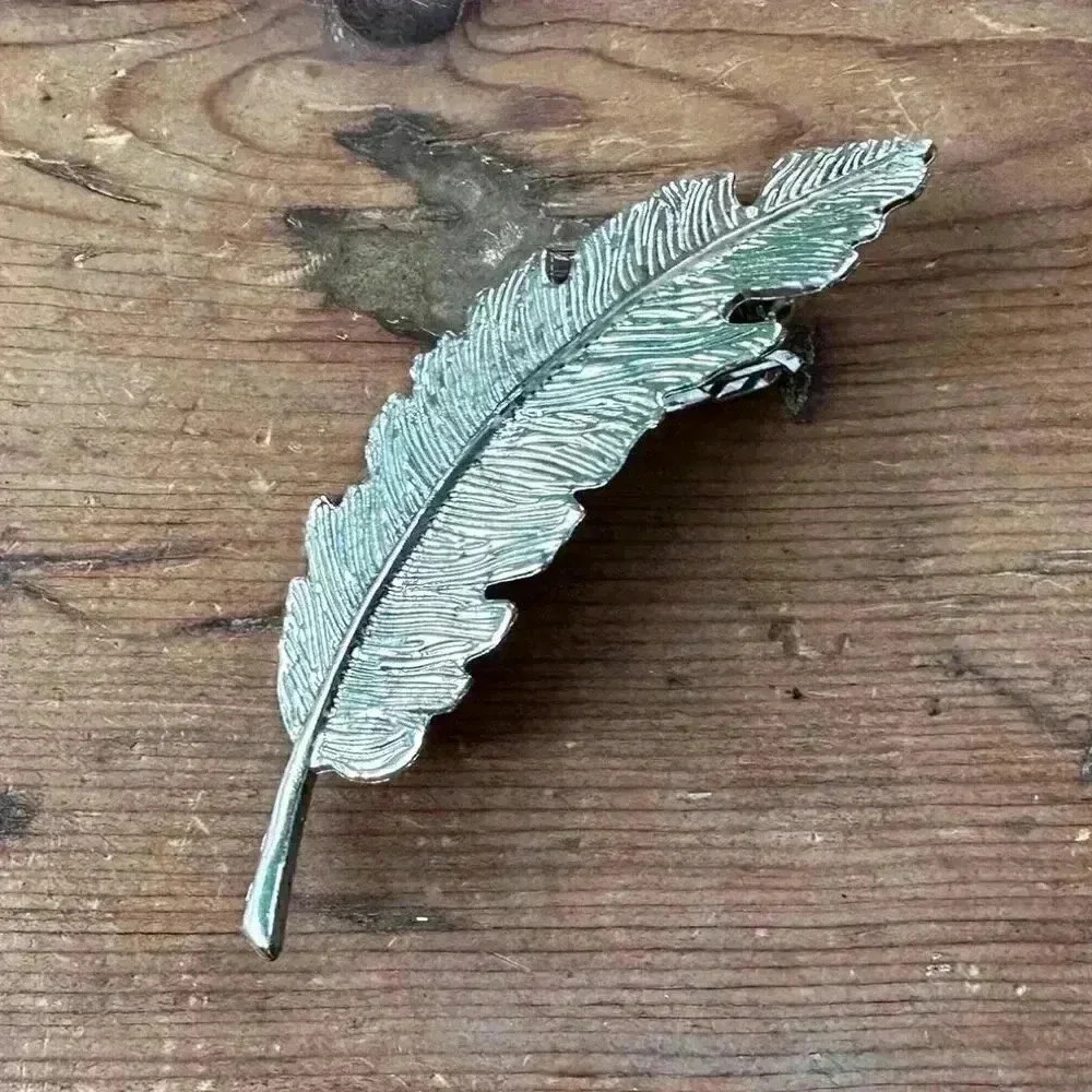 Silver Leaf-Shaped Hair Barrette NWOT